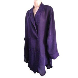 Victorias Secret Purple Paisley Sheer Chiffon Double Breasted Nightshirt Dress M